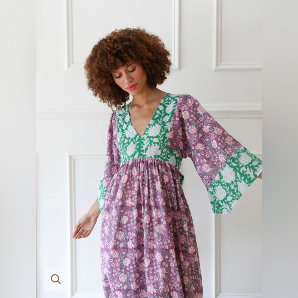 Mille ADELE DRESS IN PURPLE ROSE PATCHWORK - Picture 4 of 7